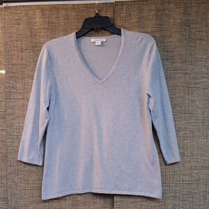 Coldwater Creek Light Gray Knit Cotton  Sweater Top